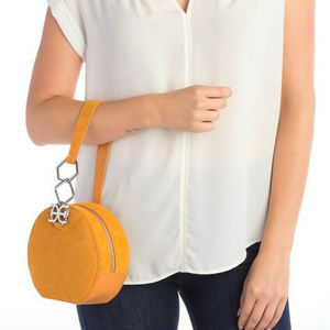 Sam Edelman Amber Yellow Suede Round Wristlet